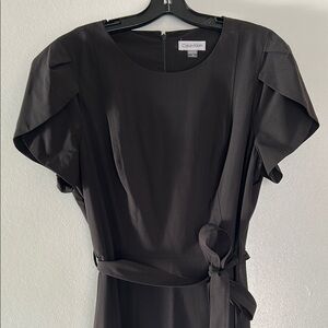 Calvin Klein Black Sheath Dress with Flutter Sleeves